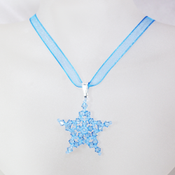 Pendant 45cm - Delphinus-Blue Organza - Pendant 45cm - Laiton argenté